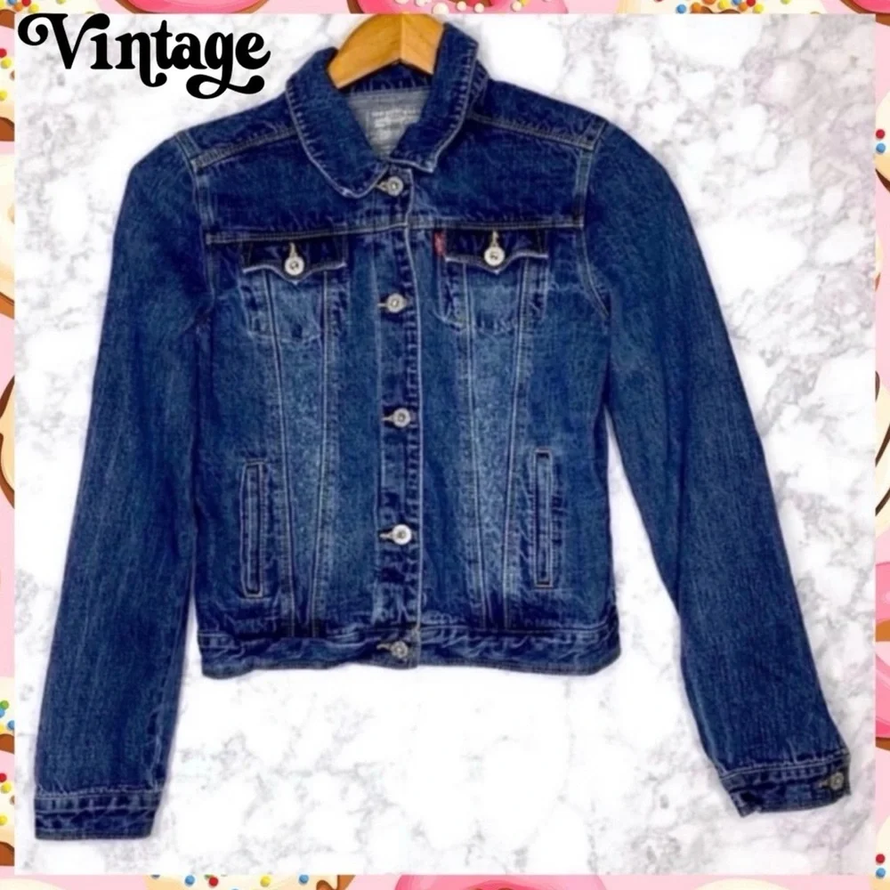 Levi’s Girls Y2K Medium Wash Classic Denim Trucker Jacket Size 16 Button Up - Picture 6 of 6